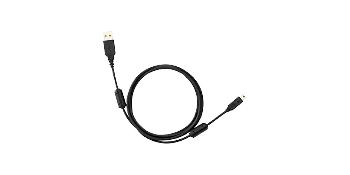 a black usb cable with a white background