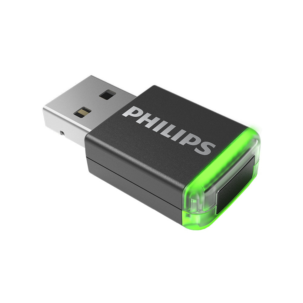 a usb device with a green light on top of it