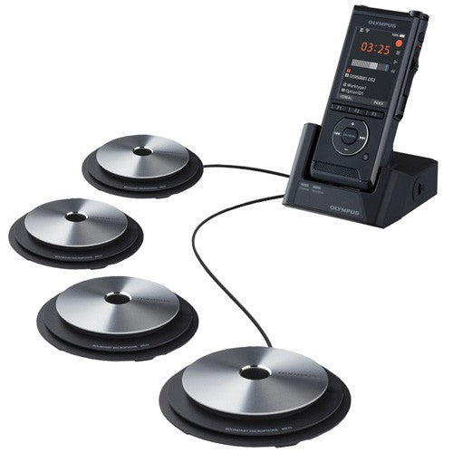 a set of three speakers connected to an mp3 player