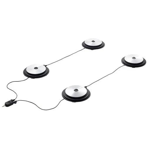 a pair of black and white speakers on a white background
