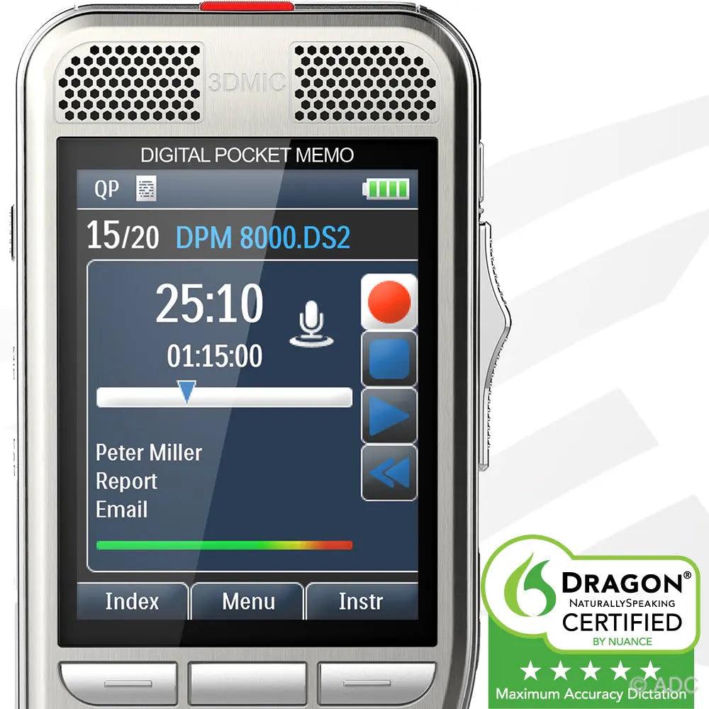 Philips DPM8000 Dictation Recorder with 2 year license Speech Exec Pro Software - American Dictation