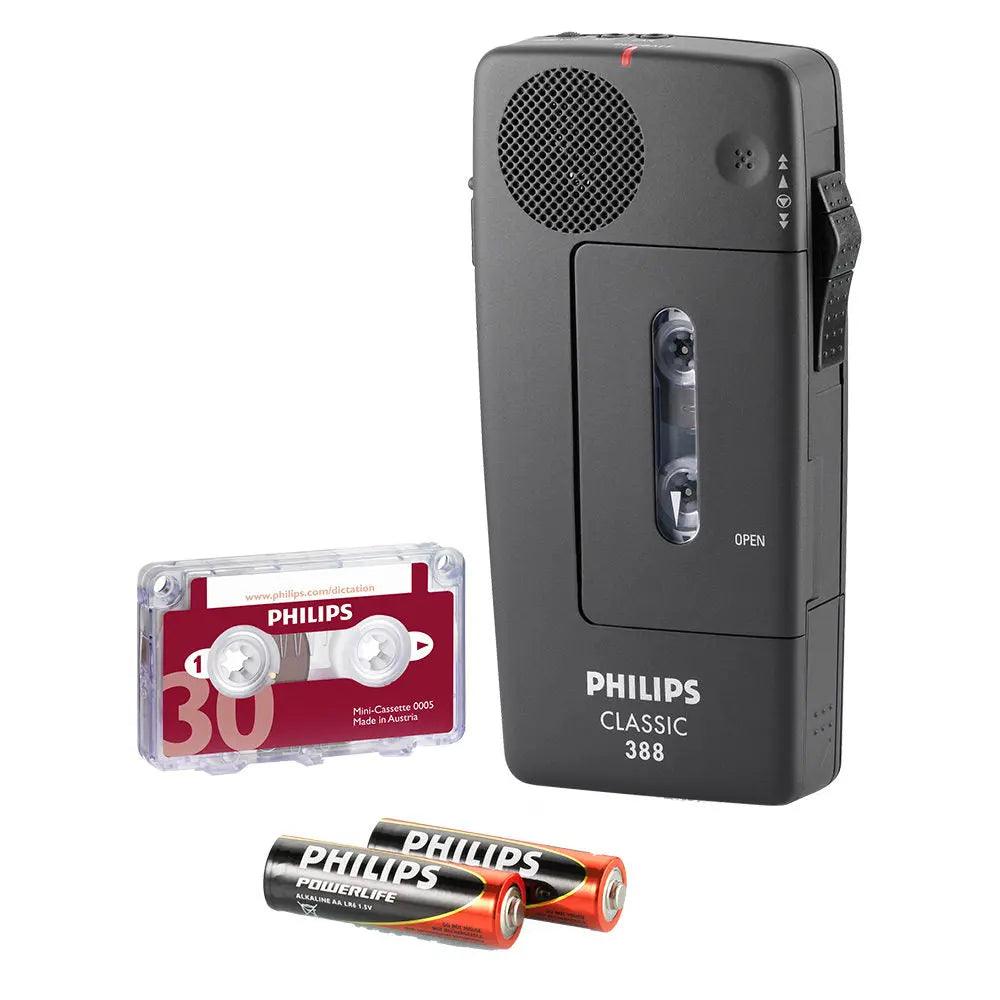 Philips Mini Cassette Recorder LFH - 388 with Integrated Recharging & 4 - Position Switch - American Dictation